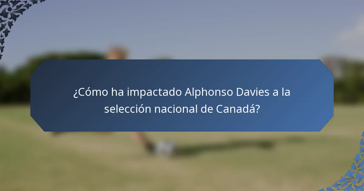 ¿Cómo ha impactado Alphonso Davies a la selección nacional de Canadá?
