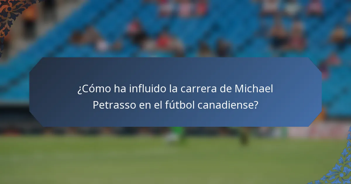 ¿Cómo ha influido la carrera de Michael Petrasso en el fútbol canadiense?