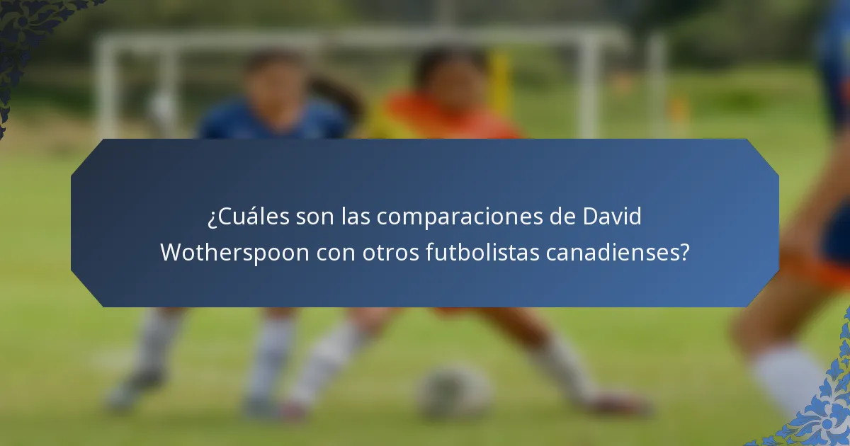 ¿Cuáles son las comparaciones de David Wotherspoon con otros futbolistas canadienses?