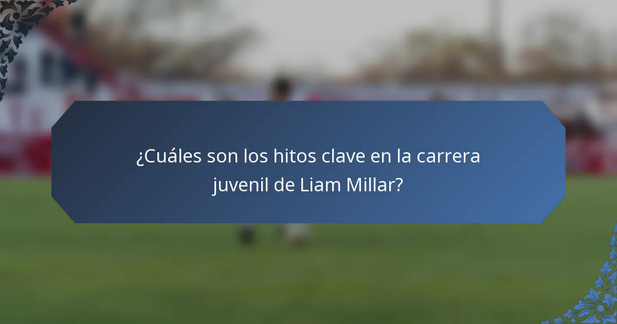¿Cuáles son los hitos clave en la carrera juvenil de Liam Millar?