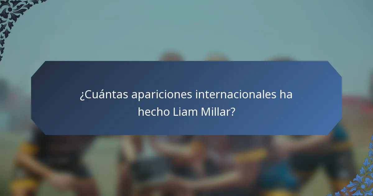 ¿Cuántas apariciones internacionales ha hecho Liam Millar?