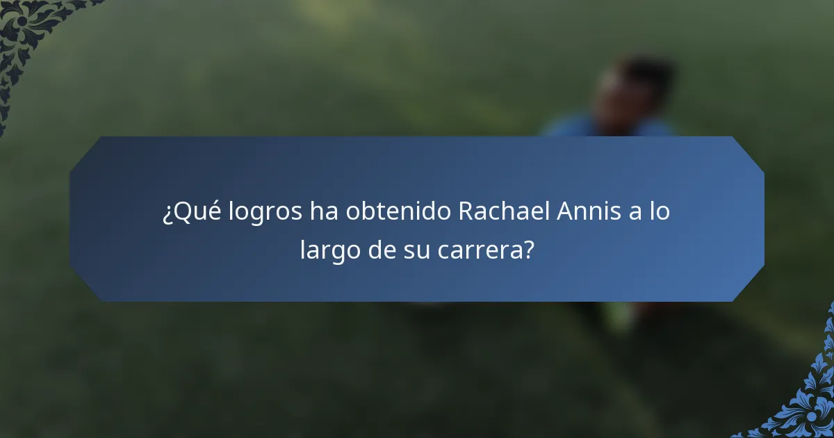 ¿Qué logros ha obtenido Rachael Annis a lo largo de su carrera?